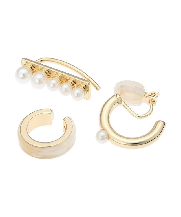 Green Parks ｅｖｅｒｙ　ｗａｌｋ．パール×アクリルイヤカフクリップ Gold