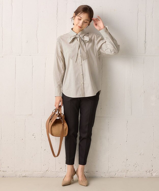 組曲 L 【ボウタイ付き】メッセージシャーティング シャツ アイボリー系1