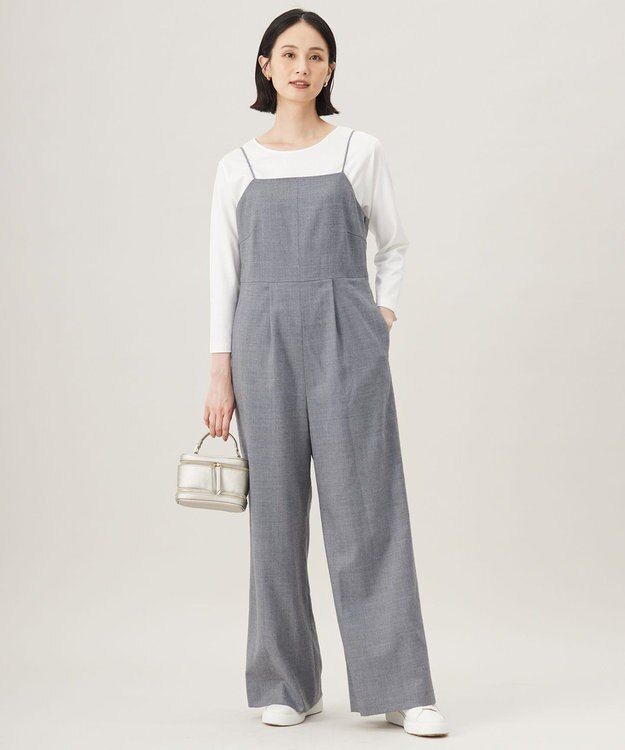 自由区 【洗える】ウォッシャブルウールサキソニー コンビネゾン TOPグレー