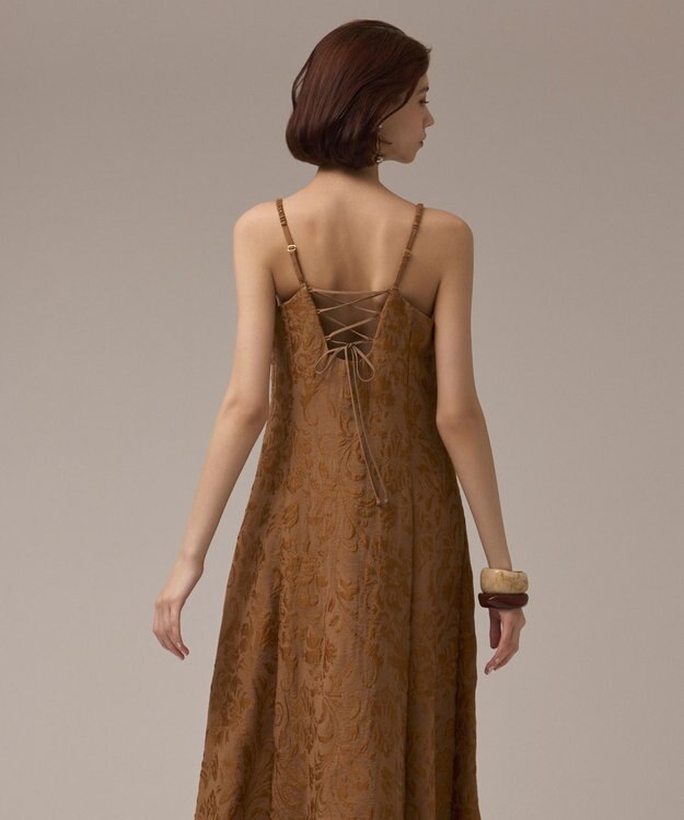 GRACE CONTINENTAL リーフジャガードキャミワンピース キャメル