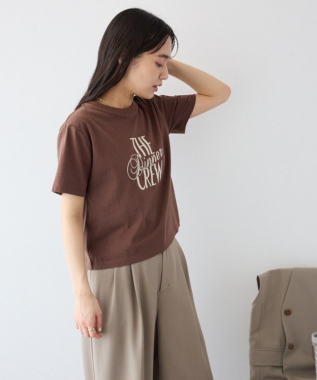 CRAFT STANDARD BOUTIQUE フロッキープリントＴシャツ Brown