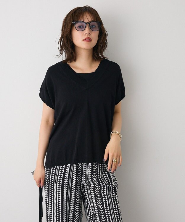 CRAFT STANDARD BOUTIQUE バックギャザーＶネックニットベスト Black