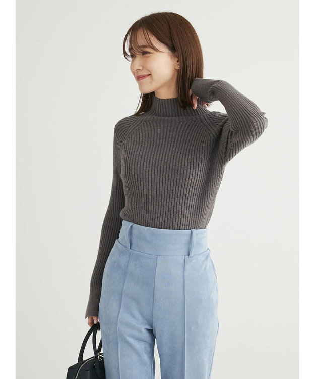 Green Parks ・Ｐｅｔｉｔ　Ｆｌｅｕｒ　ボトルネックリブニット Charcoal Gray