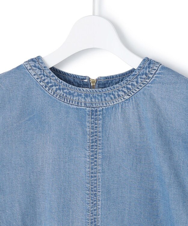 J.PRESS YORK STREET 【WOMEN】ライトダンガリー ツイストスリーブ ブラウス ダルブルー系