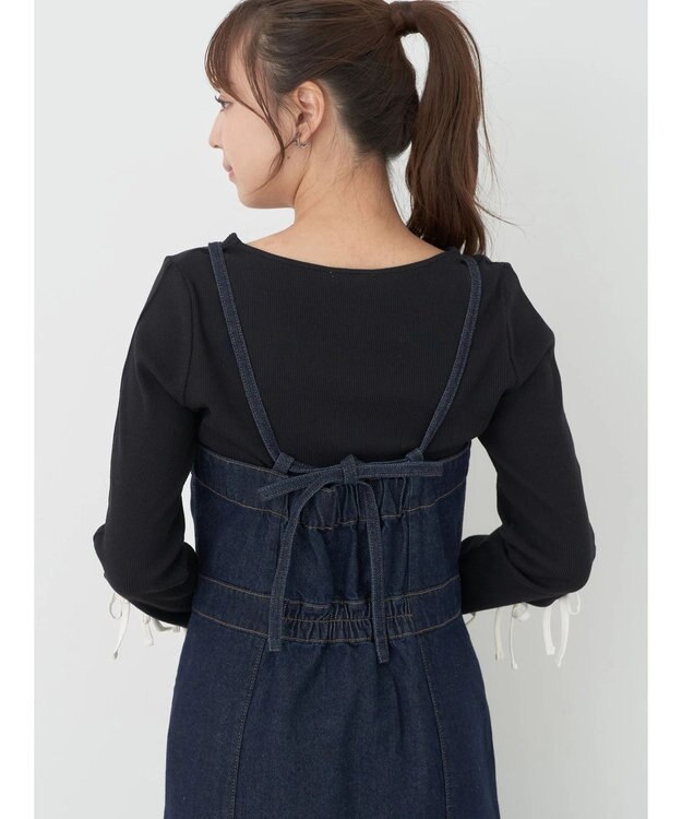 earth music&ecology ボタンキャミデニムワンピース Indigo