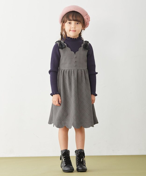 ANY KIDS チェックジャンパースカート チャコールチェック