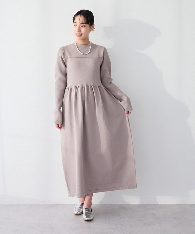 CRAFT STANDARD BOUTIQUE ＜セレモニー／ハレの日＞スポンディッシュニットワンピース Light Gray