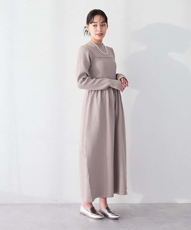 CRAFT STANDARD BOUTIQUE ＜セレモニー／ハレの日＞スポンディッシュニットワンピース Light Gray