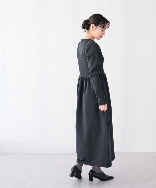 CRAFT STANDARD BOUTIQUE ＜セレモニー／ハレの日＞スポンディッシュニットワンピース Charcoal Gray