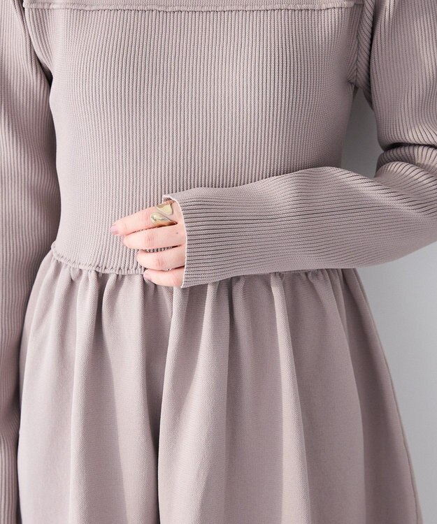 CRAFT STANDARD BOUTIQUE ＜セレモニー／ハレの日＞スポンディッシュニットワンピース Light Gray
