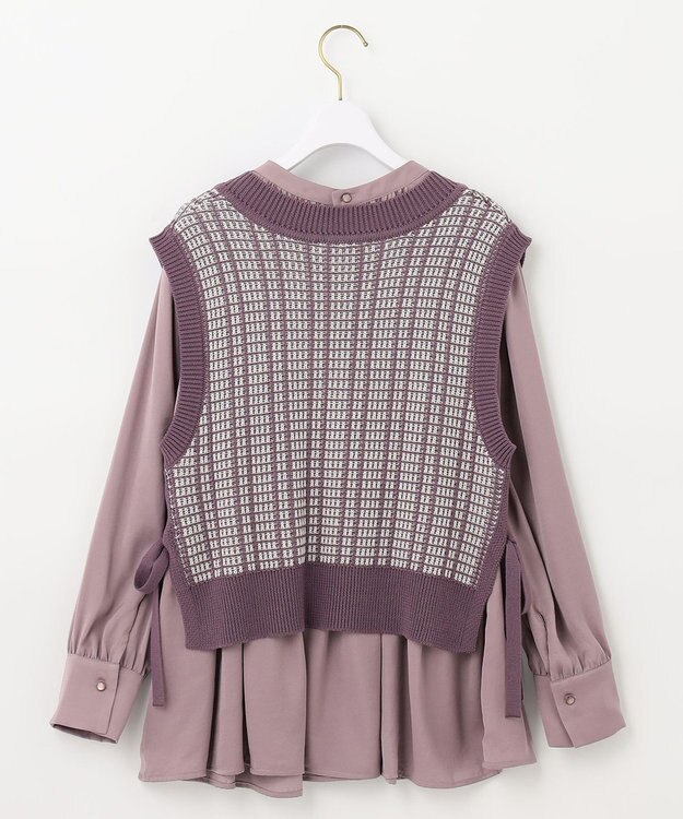 ANY SIS 【2SET】ニットベスト×チュニック ブラウス モーブ系