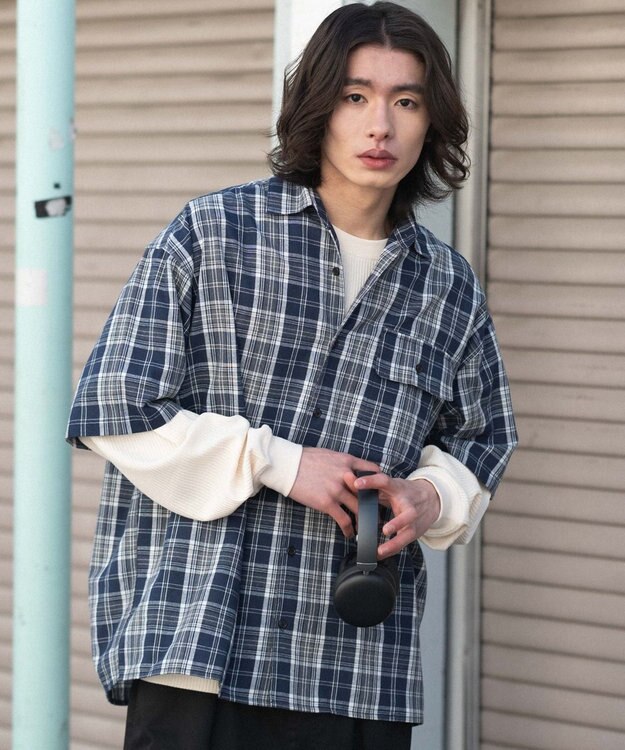 WEGO 【ユニセックス着用ITEM】アンサンブルチェックシャツ（LS） ブルーチェック1