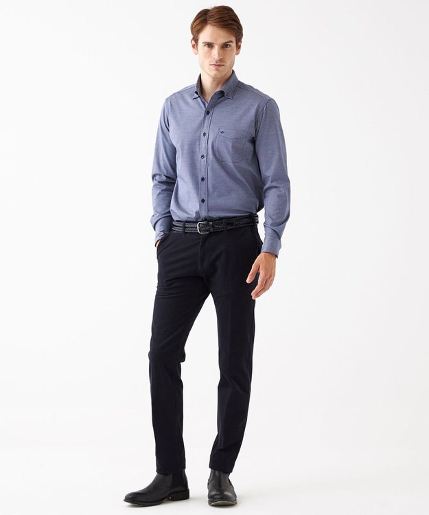 JOSEPH ABBOUD 【キングサイズ】コンパクトジャージーバーズアイ シャツ サックスブルー系