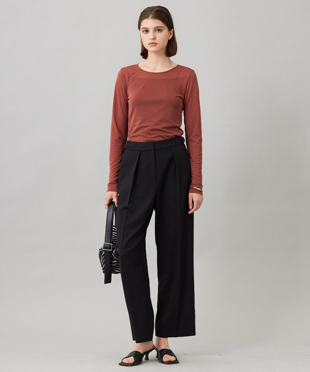 ICB L 【洗える】 ハイツイストシアー カットソー マホガニー系