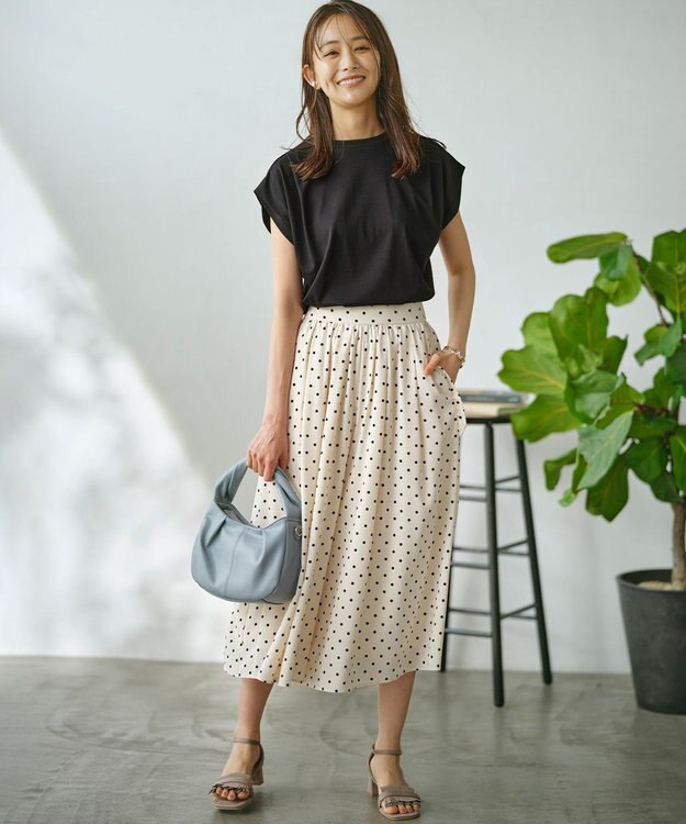 組曲 L 【WEB限定】ドットプリントデシン フリルパンツ エクリュ×ブラック系5