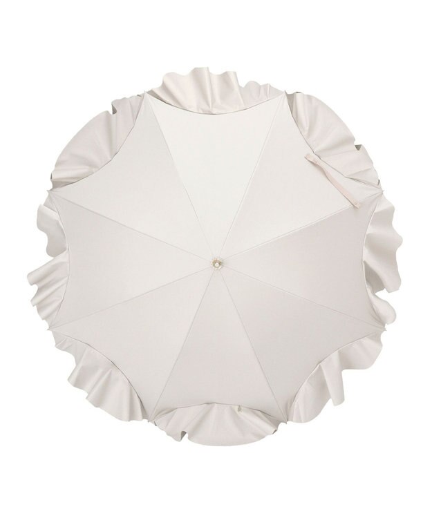 MOONBAT 【雑誌掲載 美人百花6月号】ランバン オン ブルー 晴雨兼用日傘 長傘 フレアフリル＆チャーム 遮光 遮熱 UV キャメル