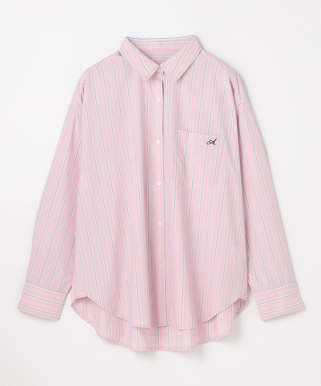 ANY オーバーサイズシャツ ピンクストライプ