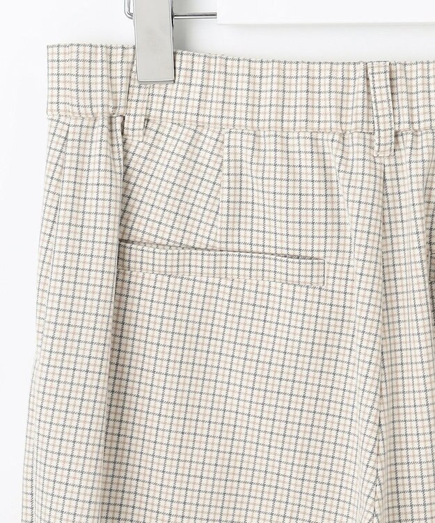 自由区 L TRギャバチェック柄ストレート パンツ オフチェック