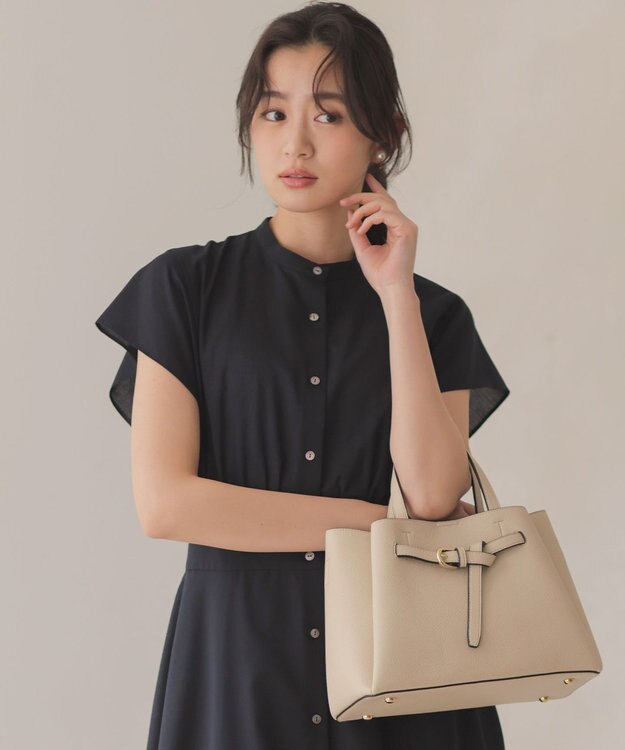 組曲 フロントベルト2WAYハンド バッグ ライトグレー系