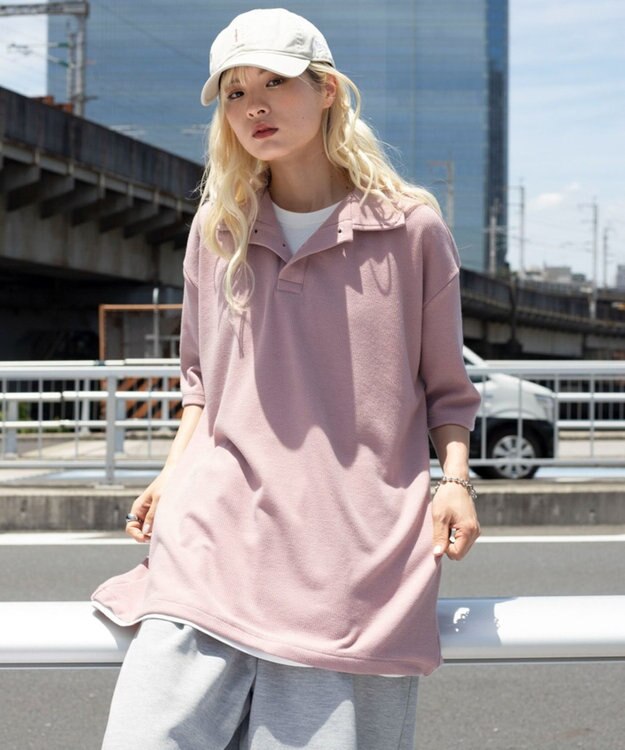 WEGO 【ユニセックス着用ITEM】フェイクレイヤードニットポロシャツ（SS） ピンク