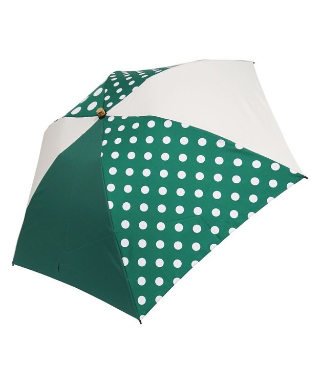 +RING 【プラスリング】【数量限定】【UVカット90%以上】レディース向け 晴雨兼用 折傘 GRN-DOT T1186 緑