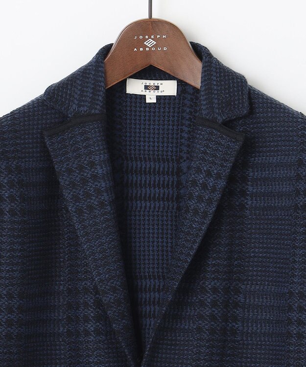 JOSEPH ABBOUD 【驚きの軽量ウール】KARLKARL チェック柄 ニットジャケット ダルブルー系4