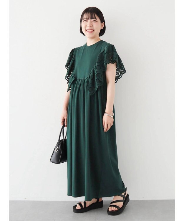 Green Parks ・ＳＵＧＡＲ　ＳＰＯＯＮ　ショルダー刺繍レースワンピース Green