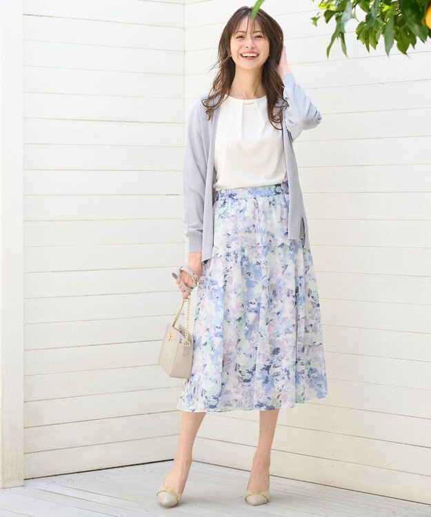 ANY SIS L 【UVケア】アイスタッチ カーディガン ブルーグレー