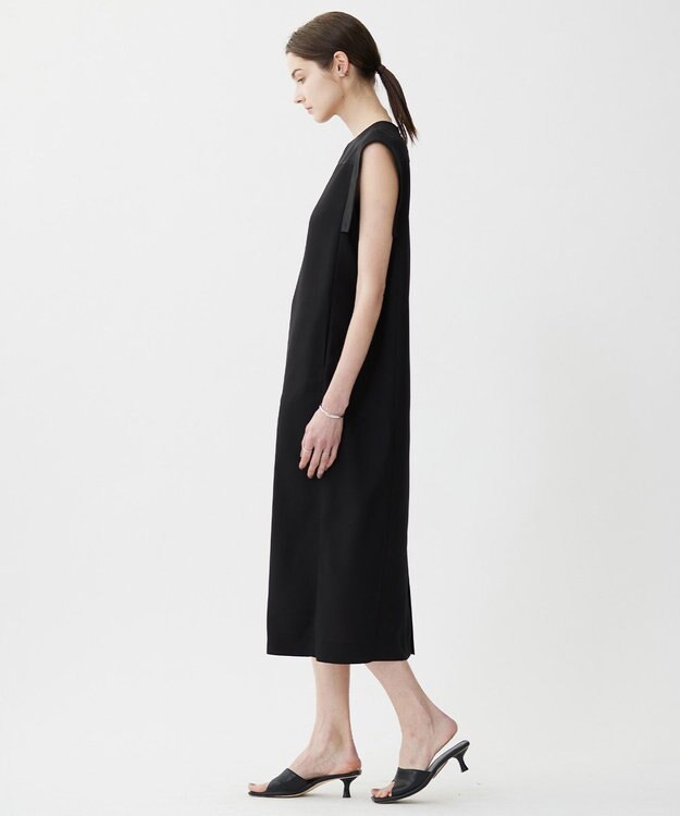 ICB L 【UVケア・接触冷感・速乾・洗える】 FluidBackSatin デザインワンピース ブラック系