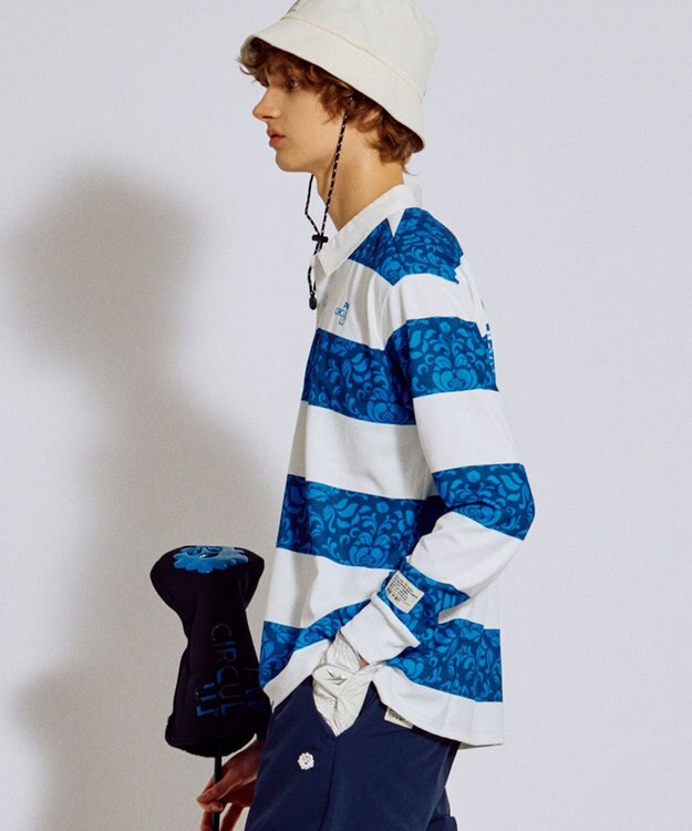 PW CIRCULUS 【吸水速乾 / UVカット / ストレッチ】【MEN】ラガーシャツ ゴルフ ネイビー系1