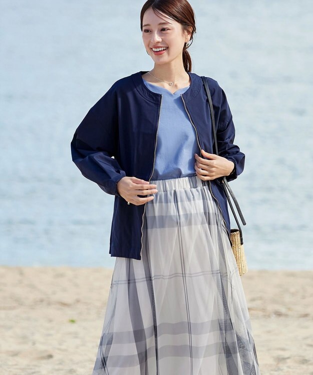 Tiaclasse 【小倉優子さん着用】チュールレースチェックスカート アイボリー