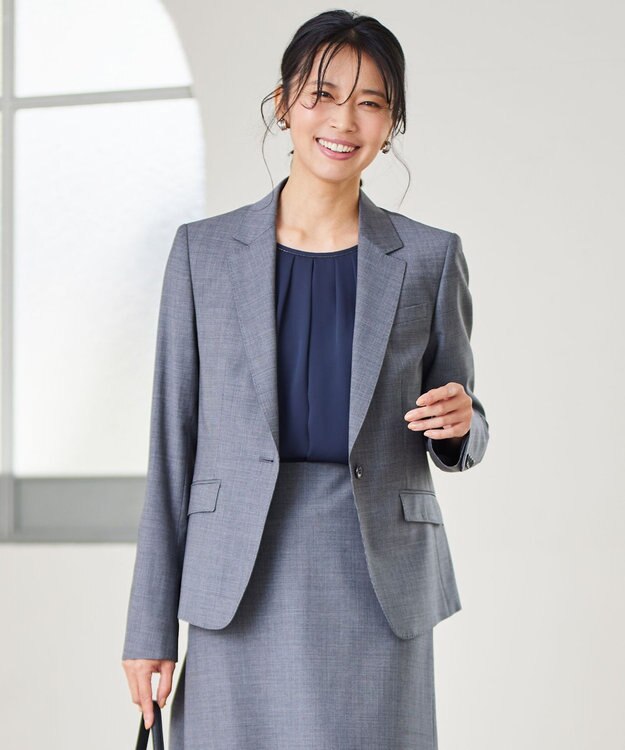 23区 S 【新色追加/セットアップ対応】ラフィーネウール 一つ釦 ジャケット グレーミニチェック