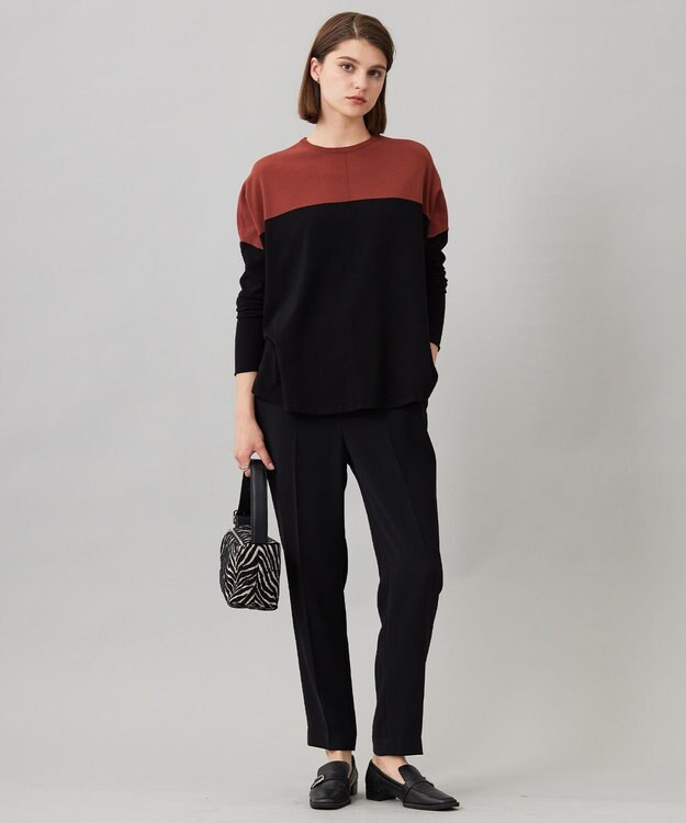 ICB 【洗える】ヴィスコースワイド プルオーバー マホガニー×ブラック系