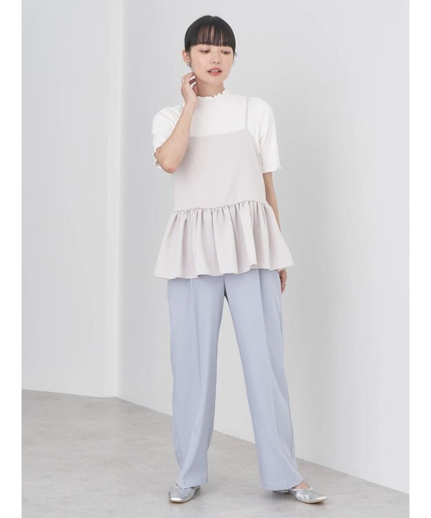 earth music&ecology ＳＥＴ２点ジャガードビスチェ＋リブプルオーバー Beige