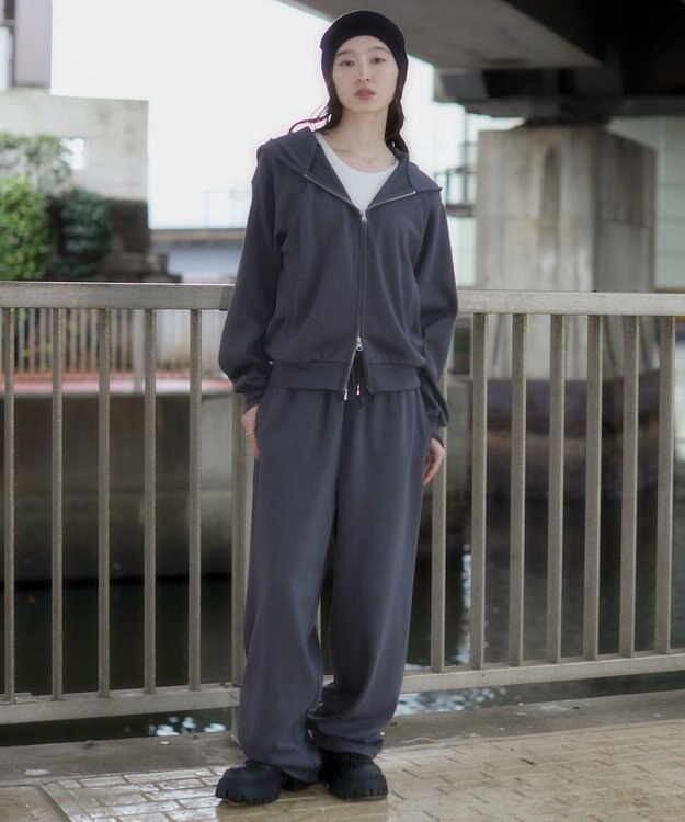 WEGO 【ユニセックス着用ITEM/MLサイズ展開/ウエストゴム】ボンディングスウェットパンツ ブラック中濃色