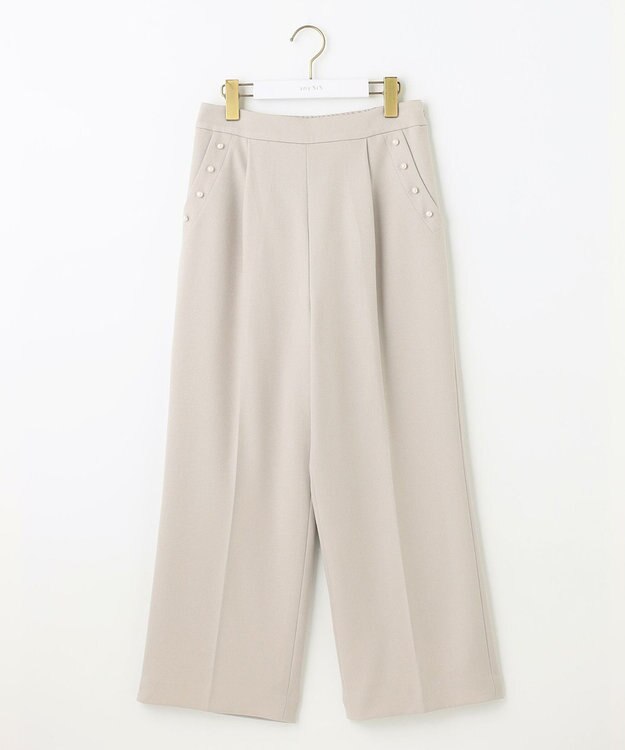 ANY SIS 【美人百花11月号掲載】パール調ポイントツイル パンツ 【WEB・一部店舗限定】 アイボリーベージュ