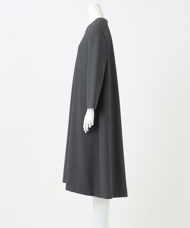 23区 S 【R(アール)】ダブルクロス ビジュートリムワンピース グレー系