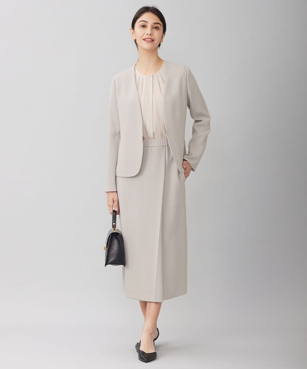 自由区 L 【セットアップ対応・洗える】トリアセダブルクロス スカート ライトグレー系