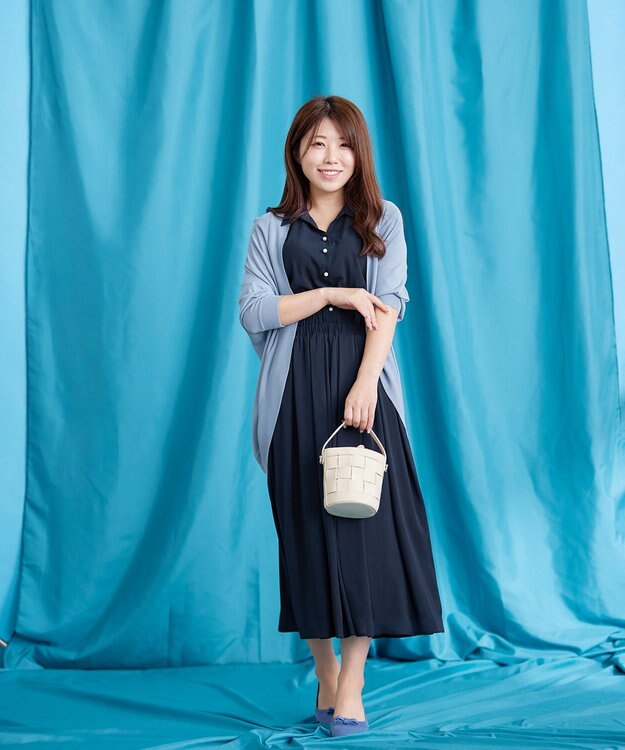 Tiaclasse 【洗える】シアー楊柳シャツワンピース ネイビー