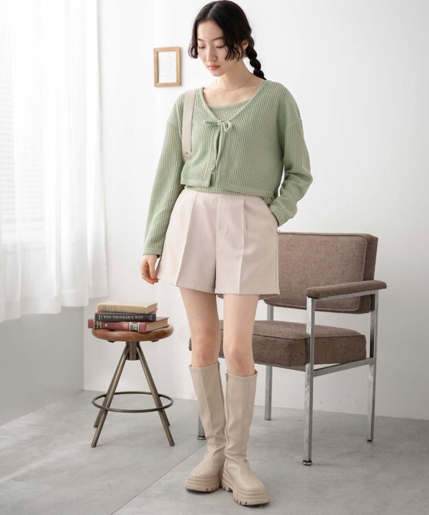 WEGO アンサンブルリボンカーデ グリーン