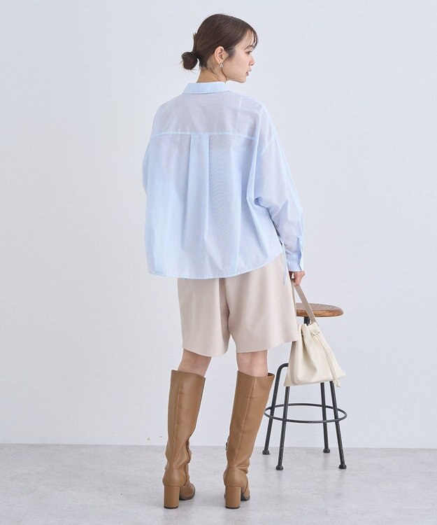 earth music&ecology ＴＲキュプラドロストシャツ Stripe White