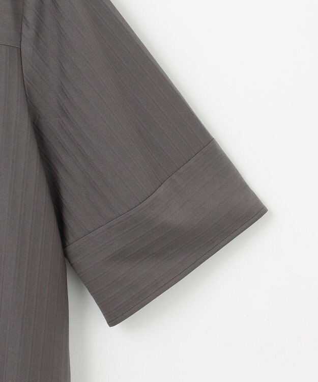 自由区 【洗える】ストレッチシャーティング5分袖 ブラウス スレート