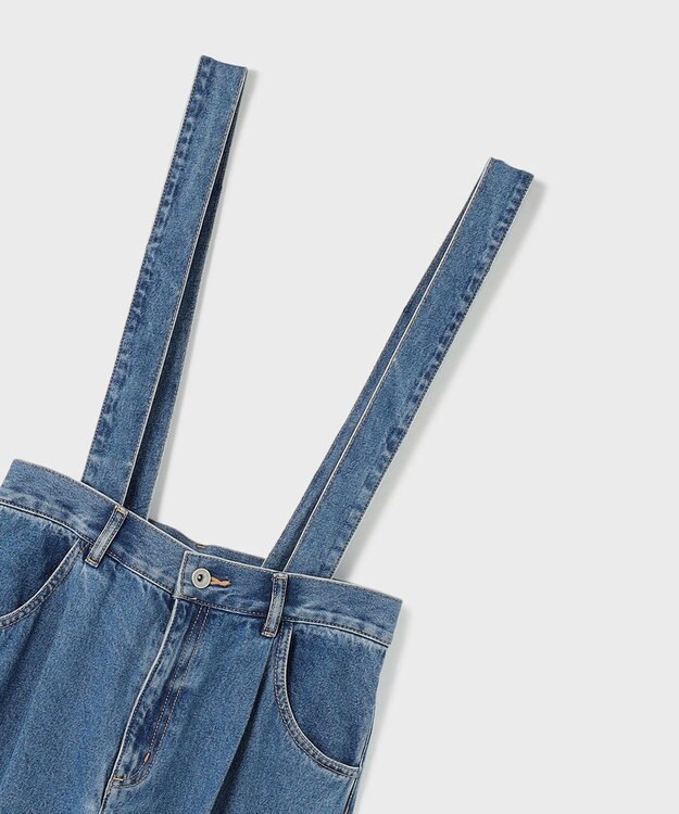 GRACE CONTINENTAL サスペンダーデニムパンツ ブルー