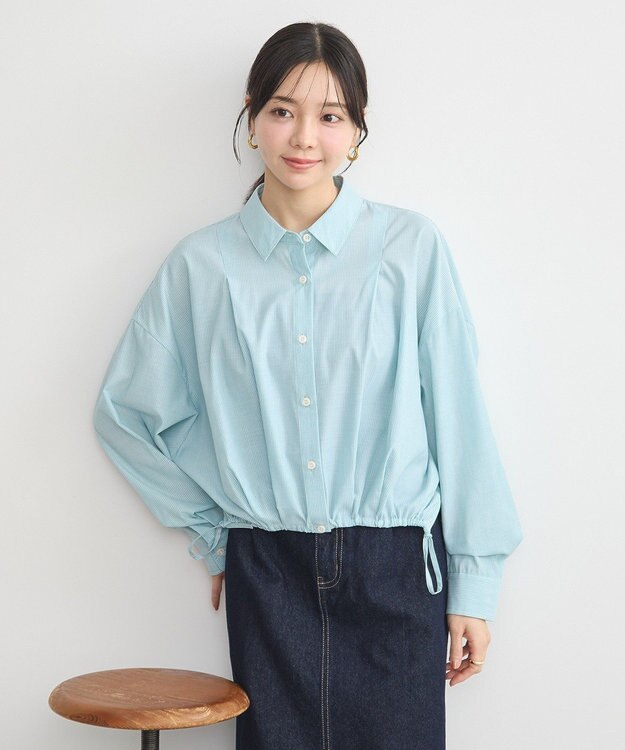 earth music&ecology ＴＲキュプラドロストシャツ Stripe Green