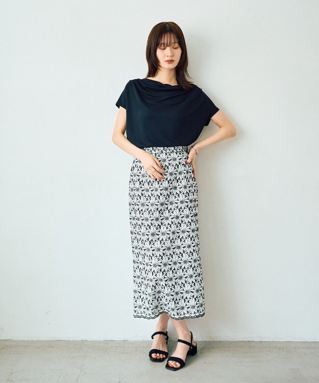 YECCA VECCA 【接触冷感】ドレープカットトップス Black