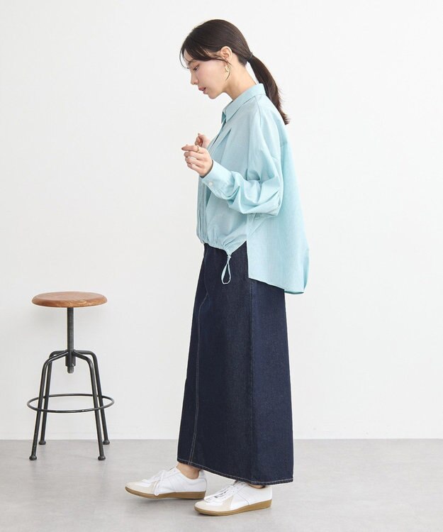 earth music&ecology ＴＲキュプラドロストシャツ Stripe Green