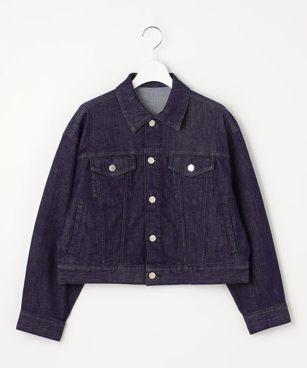 自由区 【洗える】ウスカルデニム襟付き ジャケット インディゴ
