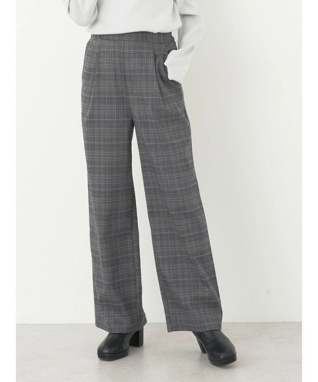earth music&ecology チェックストレートパンツ Check Gray