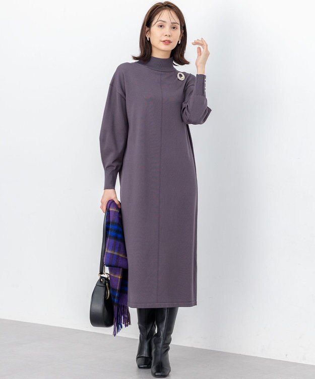 組曲 S 【WEB限定】スムースストレッチニット ワンピース グレー系