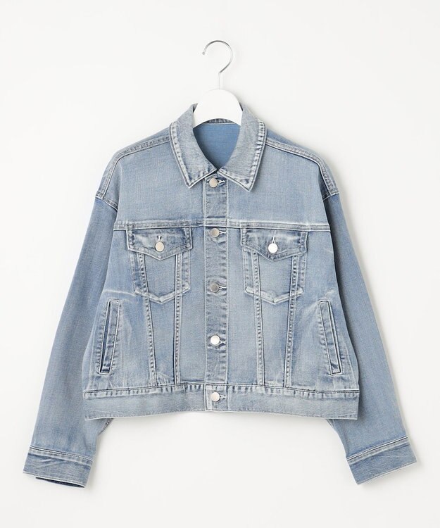 自由区 【洗える】ウスカルデニム襟付き ジャケット ライトインディゴ